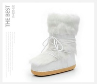 Bottes d'Hiver Blanches pour Femme avec Motif Lune Spatiale Amovible, Doublure Polaire Tendance, Imperméables, Chaudes, Style Western à Plateforme