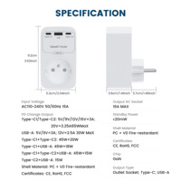 Tuya WiFi 65W GaN Hızlı Şarj Cihazı USB A Tip C Ev Otomasyonu Alexa ile Çalışır FR Fişli Akıllı Priz