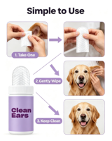 Lingettes Nettoyantes pour Oreilles de Chien et de Chat, Lingettes Jetables pour Animaux, Kit de Toilettage à Domicile Portable, 50 Pièces en Gros