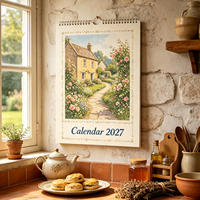 Calendriers de bureau et muraux personnalisés en gros, nouveau design créatif, couverture rigide illustrée, décoration de bureau simple