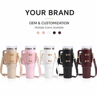 Manchon à boisson personnalisé en cuir écologique, riveté, de qualité supérieure, avec étiquettes tissées, pour coffret cadeau d'hôtel