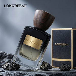 Custom <b>Sticker</b> Crimp Black Rectangle Empty 30ml 50ml 100ml Sprayer Gradient Glass Perfume Bottles with ASH Wooden Cap - Product Image 2