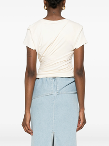 Daily Casual Outfit Commute Minimalist Style Ruched Knot Detail Crew Neck <b>Short</b> Sleeve Women's T-Shirt - Product Image 3
