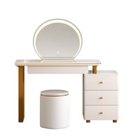 Ensemble de coiffeuse LED avec armoire latérale en bois écologique, table de maquillage moderne pour appartement, chambre, hôtel