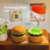 Lampe de table LED créative et mignonne en forme de hamburger avec commande par bouton et piles - Cadeau d'anniversaire pour femmes, Fête des enfants