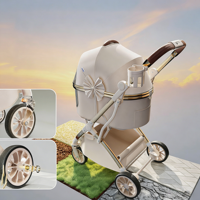Poussette pour animaux de compagnie à quatre roues, écologique, personnalisée, capacité de 15 kg, pliable, ABS, bouton tendance, carton, logo personnalisé pour animaux de compagnie