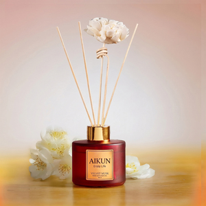 Aikun Small MOQ 7D Ship Ruby Round Glass 100ml Gold Label Red Box Custom Aroma Long Life Reed Diffuser Gift <b>Set</b> for Festival - Product Image 2