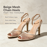 Sandales d'été pour femmes à talons hauts, à enfiler, avec semelle extérieure en caoutchouc, tendance mode, en maille ajourée, talons aiguilles à brides