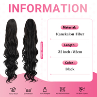 Vente en gros Fibre Synthétique Kanekalon Futura Queue de Cheval Morceau de Cheveux Lâche Bouclés Vague Cordon Queue de Cheval Extension de Cheveux pour Femmes