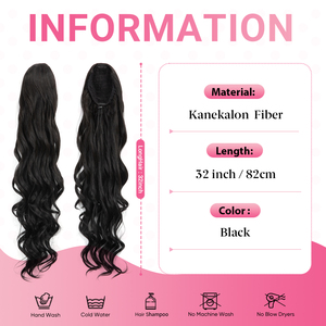 Cola de Caballo Sintética Kanekalon Futura al por Mayor, Postizo de Cabello Ondulado Suelto con Cordón, Extensión de Cola de Caballo para Mujer - Product Image 2