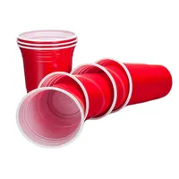 ถ้วยพลาสติก PP แบบใช้แล้วทิ้งขนาด16ออนซ์,ชุดเบียร์โป่งแบบกำหนดเองได้พิมพ์โลโก้ตราได้นำกลับมาใช้ใหม่ได้แก้วปาร์ตี้สีแดง