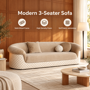 Wholesale 3 Seater Upholstered <b>Sofa</b> with Rounded Armrests High Density Foam Seat and Solid <b>Wood</b> <b>Frame</b> for Home Furniture - Product Image 3