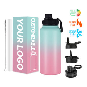 OEM/ODM Custom Logo Wide Mouth Sport <b>Water</b> <b>Bottle</b> 32oz Double Wall <b>Stainless</b> <b>Steel</b> Vacuum Insulated Camping Boiling Applicable - Product Image 1