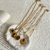 Kalung Liontin Mata Harimau Gaya Sporty Musim Gugur/Dingin Wanita, Liontin Bunga Matahari, Rantai Bambu Mewah Ringan, Tahan Luntur