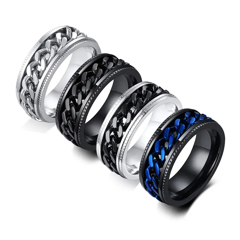 High Quality Unique Design Chains Pattern Titanium Stainless Steel Bottle Opener Rings Men Jewelry R-396