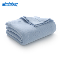 Couverture en coton pour bébé Mimixiong Oeko Tex, tricotée, à bords festonnés, douce et confortable, couleur unie, pour nouveau-né, couverture d'emmaillotage pour bébé