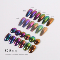 Nail Chrome Liquid Poudre pour ongles Chrome Metallic Mirror Mirror Aurora Powder Chrome Liquid