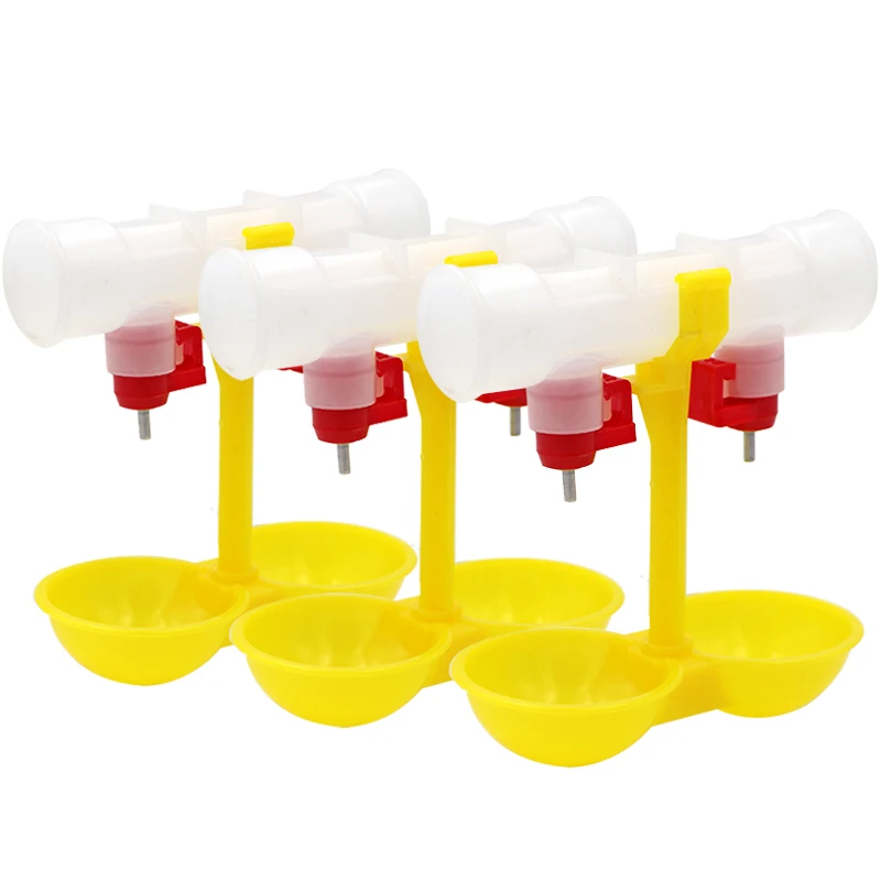 Poultry Chicken Double Outlet Drinking Hanging Chicken Bird Quail Cups Nipple Drinker Poultry Waterer Feeding Supplies