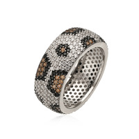 Bagues ajustables en cuivre plaqué or 18 carats style Hip Hop, motifs géométriques, imprimé léopard effet goutte d'huile et cœurs d'amour