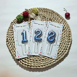 شموع على شكل بالونات الهيليوم باللونين الأزرق والذهبي من الشركات المصنعة للشموع، شموع رقمية للكعك - Product Image 1