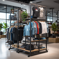 Présentoir de vêtements haut de gamme au détail à vendre Présentoir mural pour vêtements en jean Étagère pour magasin