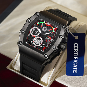 Montre de luxe ONOLA avec boîtier carré en alliage doré, bracelet en <span class=keywords><strong>caoutchouc</strong></span>/silicone, cadran analogique de 47 mm, mouvement à quartz par Chenlong - Product Image 5