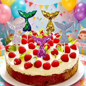 Neuartige Ozean-Themen Kindergeburtstags-Dekoration Bunte Glitzer-Party Dessert-Accessoires Meerjungfrauenschwanz Cupcake-Topper - Product Image 2