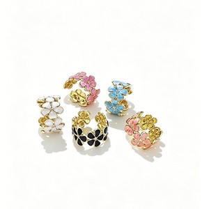 Personalisierter 18K Vergoldeter Edelstahlring mit Frischer, Süßer Botanischer Form und Öltropfen-Design, Trendiger Modeschmuck, Natürlich, als Geschenk - Product Image 4