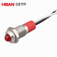 HBAN IP67 8mm Lampe indicatrice LED métallique pour tableau de bord, signalisation d'avertissement, finition chromée, pour voiture, bateau, marine