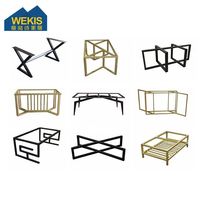 Pieds de table en forme de X WEKIS, acier laminé à chaud, revêtement en poudre noir/transparent, design moderne, pour lit, canapé, chaise, hôtel, chambre, bureau