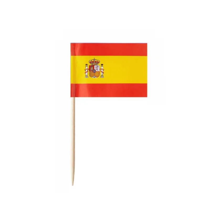 İspanya bayrağı İspanyol kürdan bayrakları küçük Mini İspanyol Cupcake Toppers sopa bayrakları süslemeleri