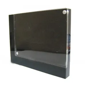 黑色亚克力磁性照片块双面块相框定制尺寸高品质塑料图片展示块