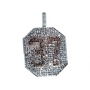 Pendentif Breloque Numérique en Argent Plaqué et Cristal de Qualité Supérieure, Style Hip-Hop, Bijou Unisexe, Vente en Gros - Product Image 1