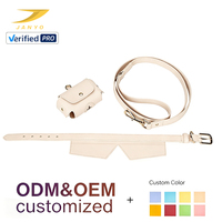 Collier pour animaux de compagnie en PU avec laisse, personnalisable ODM/OEM, avec distributeur de sacs à déjections amovible et accessoires en métal doré