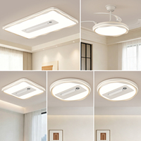 Lampu Kipas Langit-langit Tanpa Bilah LED Modern Besi Akrilik Remote Control Dapat Diredupkan Rumah Kamar Tidur Ruang Tamu Aula Hotel Restoran Flush
