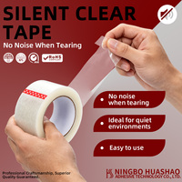 Ruban adhésif transparent silencieux 1,88 pouce x 55 yards, adhésif thermofusible activé par l'eau, sans bruit, pour la fermeture de cartons de bureau et d'entrepôt