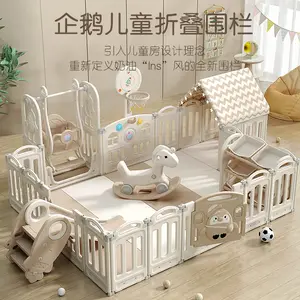 baby kunststoff zaun indoor laufstall spielplatz klappbaby-spielplatz mit rutsche schaukel-spielzeug für babys und kleinkinder