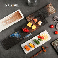 SANOSH OEM ODM Assiettes à dîner en céramique à glaçure réactive, durables, compatibles lave-vaisselle, pour la vaisselle de restaurant moderne, stables