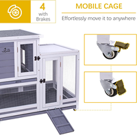 Cage à lapins, cage à lapins d'intérieur à deux étages, cages à cobayes d'extérieur pour petits animaux avec roues, personnalisable