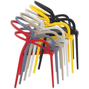 Chaise de salle à manger ronde d'extérieur noire, chaise en plastique empilable d'intérieur, chaise en plastique empilable pour restaurant, salle à manger - Product Image 2