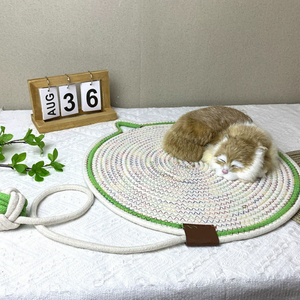 야외 귀여운 개 고양이 아기 수면 패드 면 로프 짠 애완 동물 매트 빨 고양이 매트 - Product Image 6