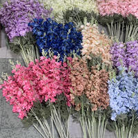 B-709 Grosir Bunga Sutra Pink Terang Delphinium Buatan Tangkai Tunggal 2 Cabang Ranting Panjang Bunga Delphinium Buatan