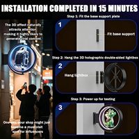 Projecteur holographique 3D extérieur étanche à commande par application, boîte lumineuse publicitaire LED avec audio pour restaurants et magasins