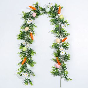 Guirlande de Pâques avec œufs, carottes, fleurs, verdure, décoration pour fête à la maison, 2 pièces - Product Image 2