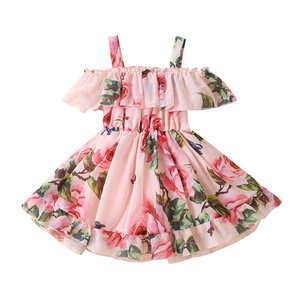 In Stock Lovely Fashion Cheap Wholesale Baby Girl Fancy <b>Chiffon</b> Summer Floral Smocked Dress 3 to 5 Years - Product Image 2