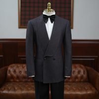 Veste de Costume Formelle Homme Croisée à Revers Châle Micro-Quadri Texturé Coupe Slim Luxe pour Mariage Gala Soirée