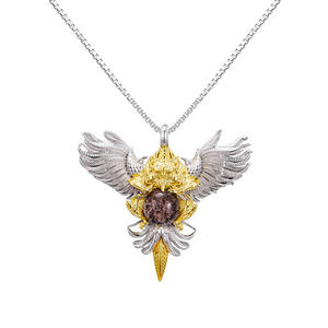 Pendentifs en argent sterling BOCAI S925 pour femmes et hommes, charme en quartz fantôme dominant qui étend ses ailes, bijoux en gros - Product Image 1