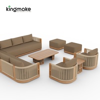 Ensemble de meubles d'extérieur de luxe pour villa, canapé de jardin imperméable, ensemble de canapés de patio en teck pour hôtel