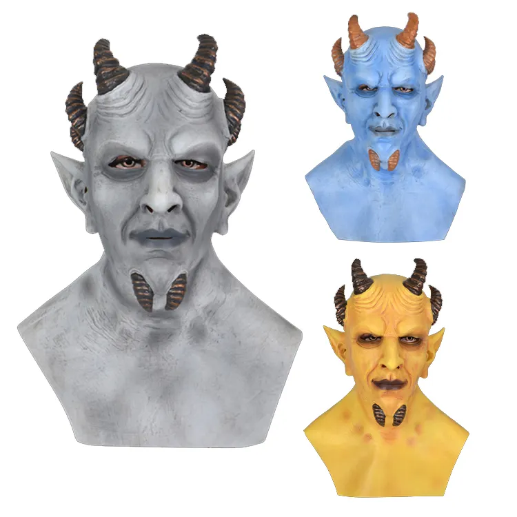Masque effrayant en Latex pour adultes, Promotion de rôle effrayant, image vives, peau bleue, masque facial pour Halloween 2021