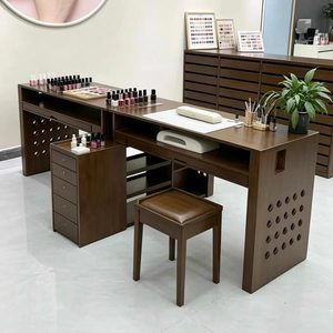 Table de manucure double moderne blanche avec tiroirs et station de rangement pour salon de beauté - Product Image 3